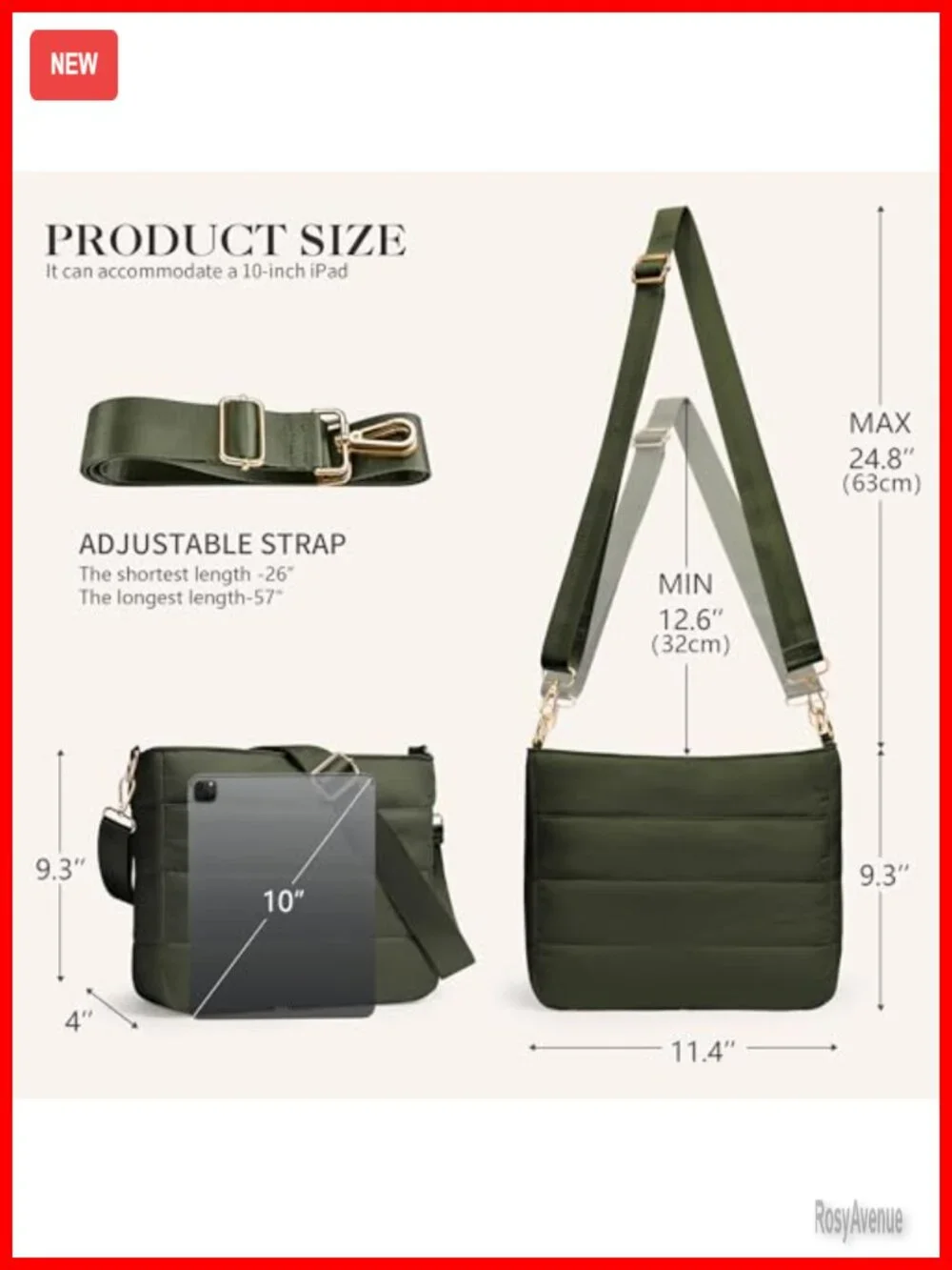 Lightweight Quilted Puffer Hobo Bag Crossbody Shoulder Tote Nylon Travel